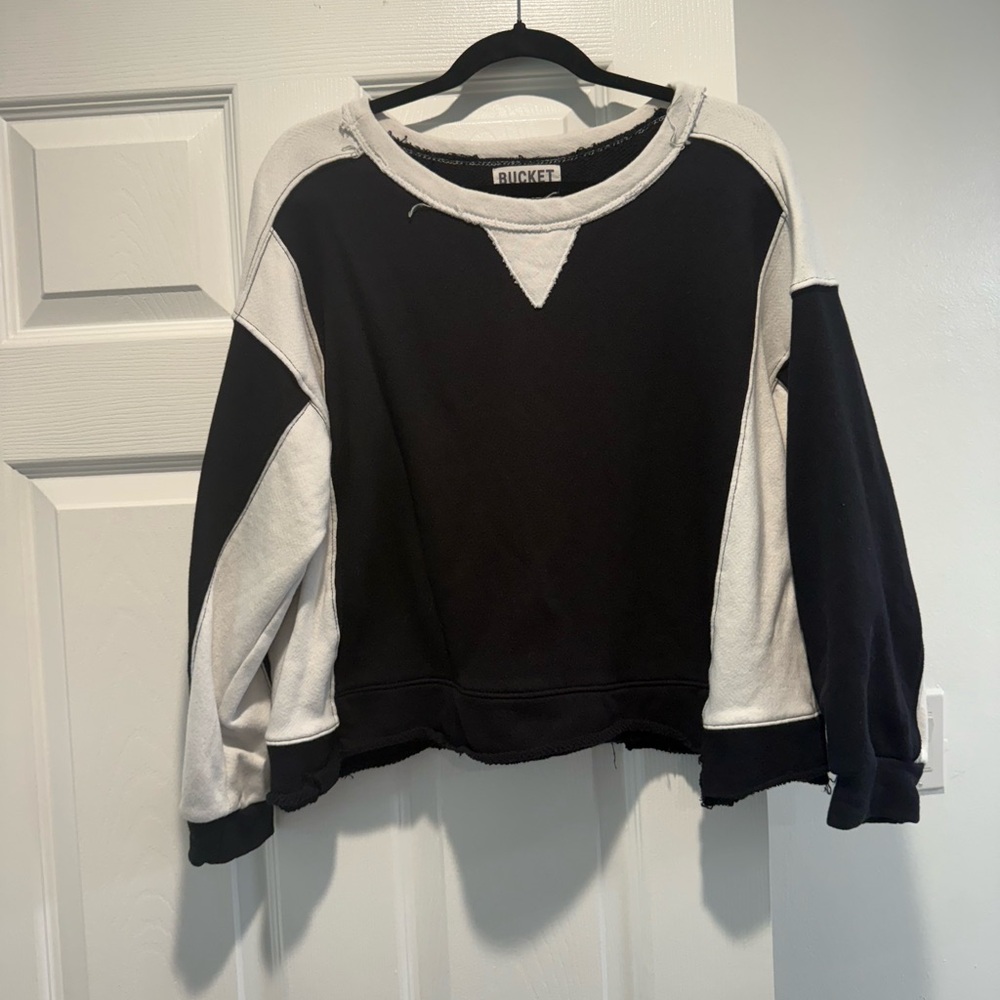 Distressed Black and White Sweater by